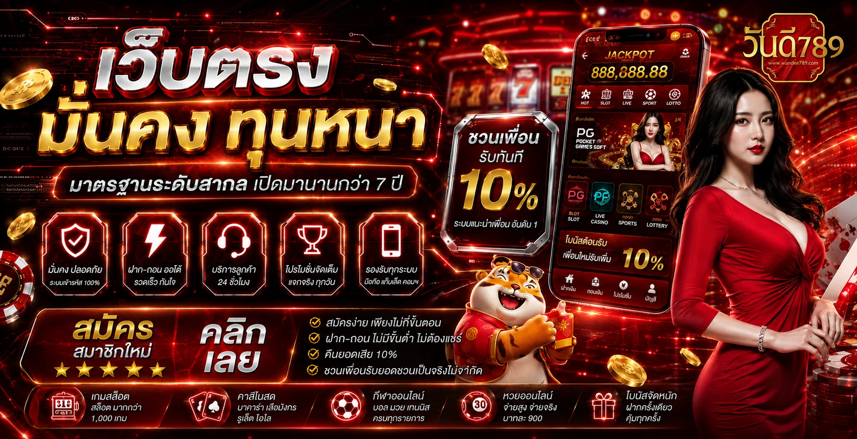 แบนเนอร์เว็บตรง wandee789 พร้อมระบบ wallet และบริการออนไลน์